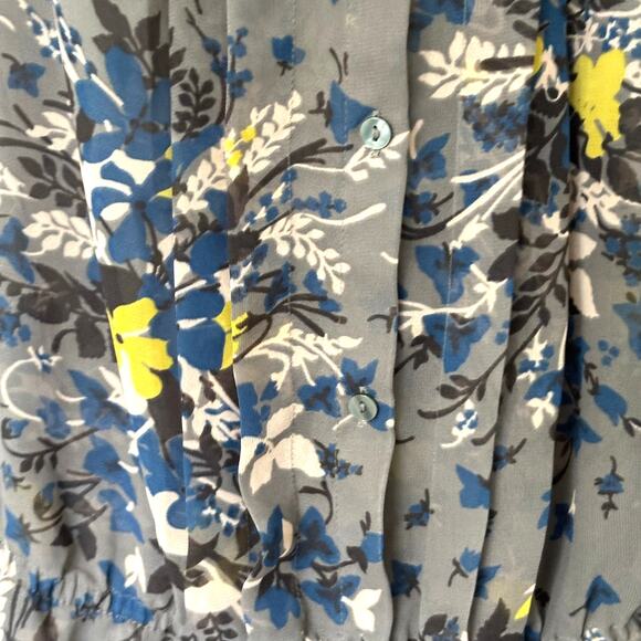 Loft Wms S Sheer Gray Floral Sleeveless Peplum Blouse Dark Cottagecore Layering - Picture 7 of 11